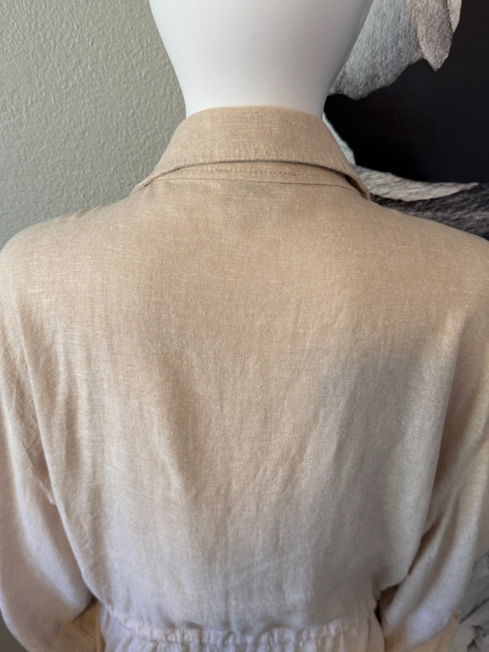 LOFT Outlet Beige Lightweight Linen Blend Drawstring Waist Jacket Size XL - Picture 4 of 8